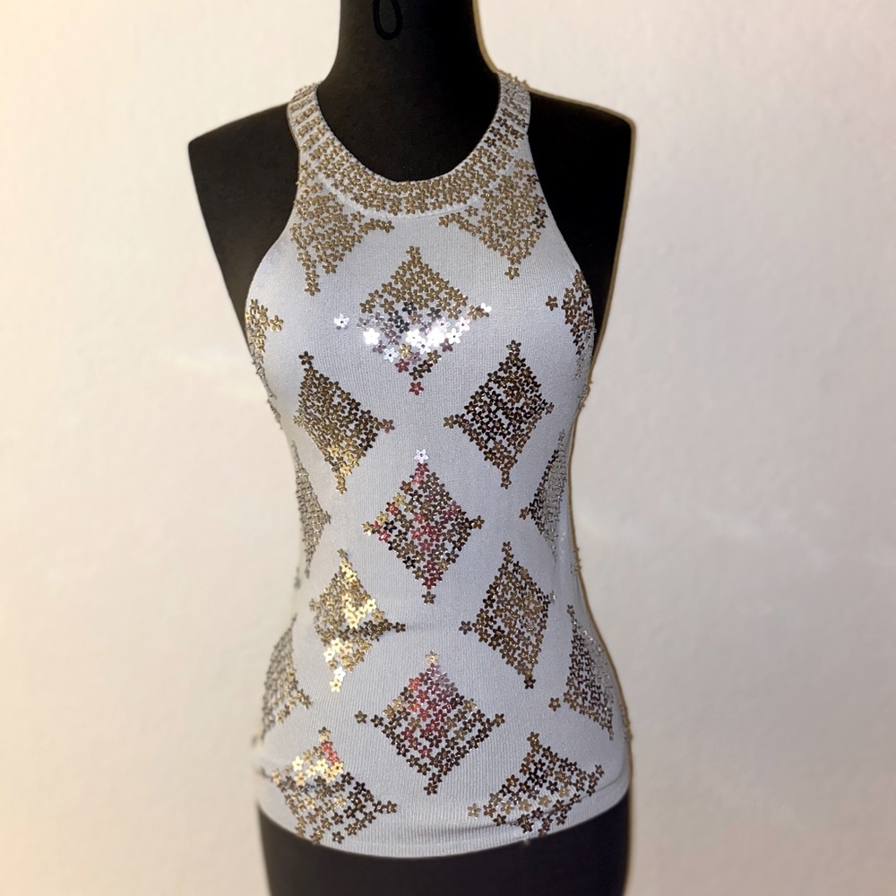 Love match grey silver sequin tank
